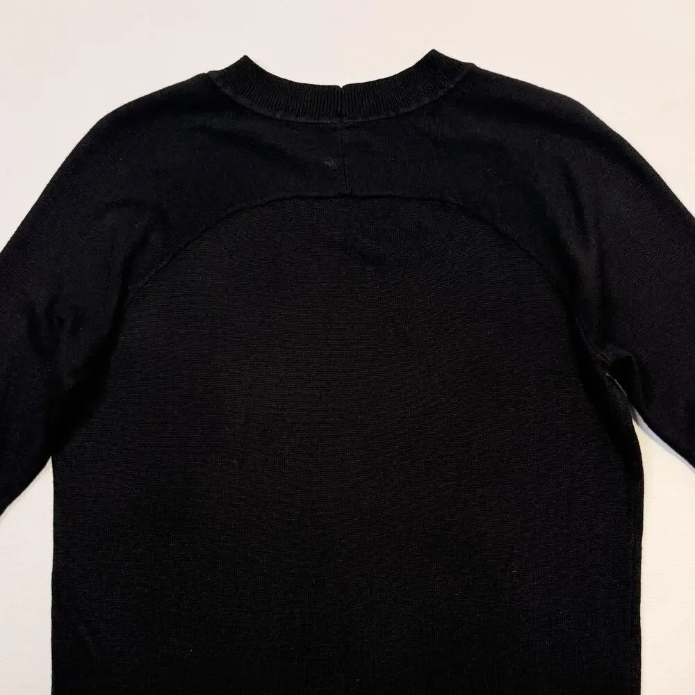 Lululemon Sweater Womens Medium Black Cashmere Cotton Crewneck Knit Pullover